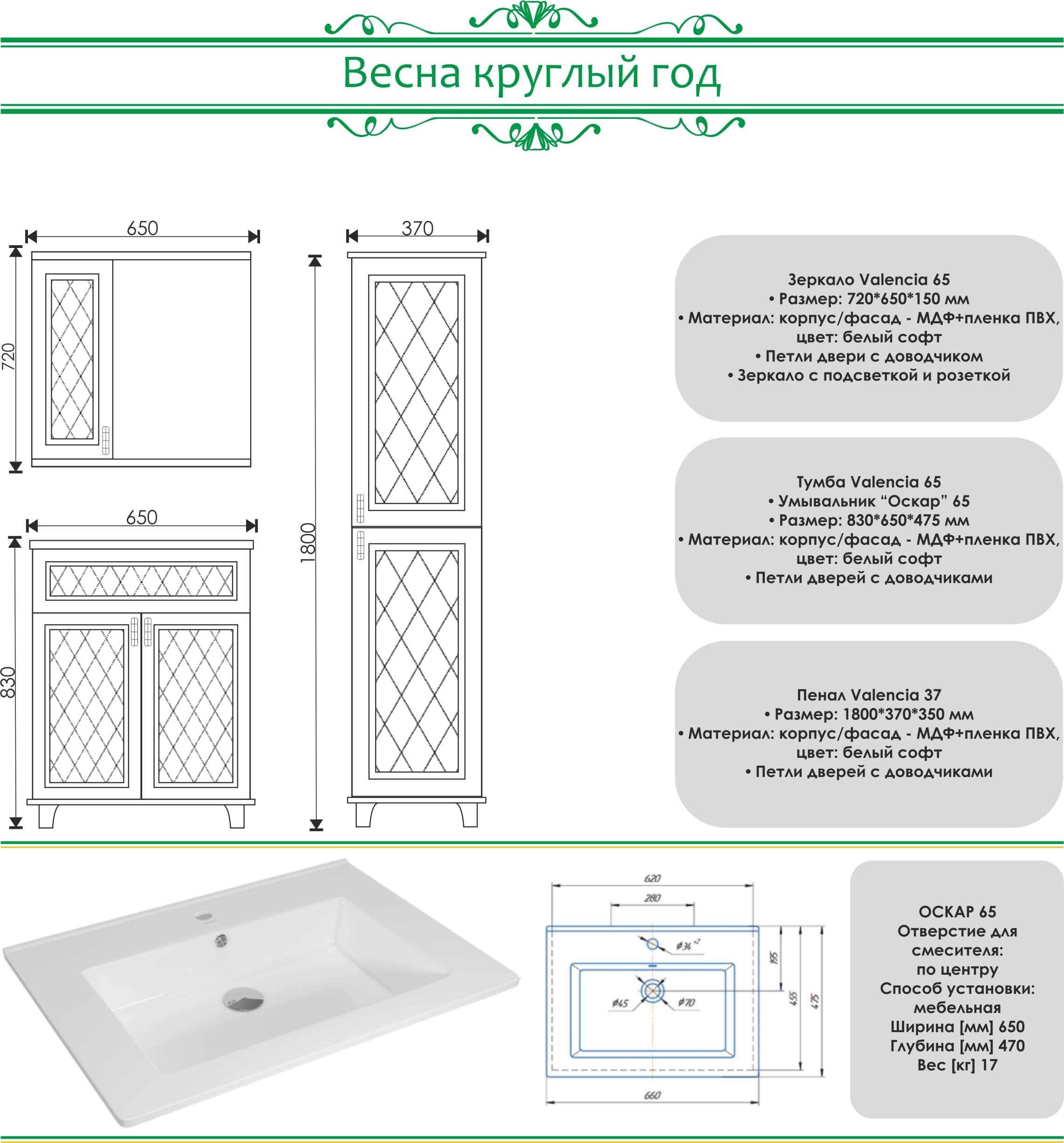 Представляем Вам новинку от бренда EvaGold - Valencia 65! | Грандфаянс —  санфаянс и мебель для ванных оптом