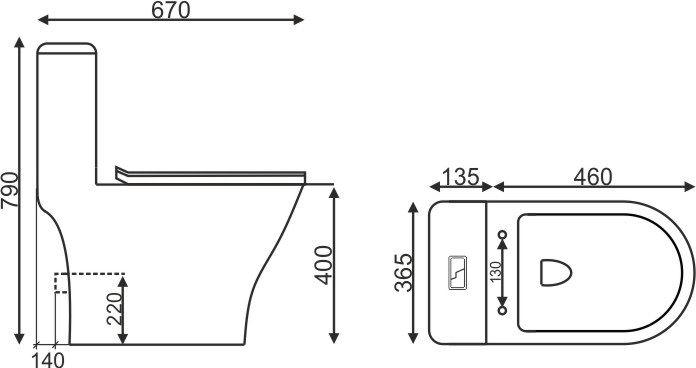 EvaGold — Монолит T1060 UF, безободковый, сиденье дюропласт(с гофрой и подводкой) фото 8