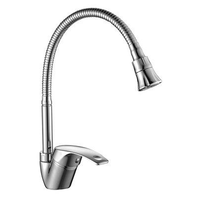 фото DR68022 Смеситель DECOROOM одноручный  для кухни с гибким изливом, хром