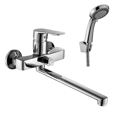 фото DR39043 Смеситель DECOROOM одноручный универсальный, с поворотным изливом 350 мм, хром