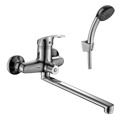 фото DR68043 Смеситель DECOROOM одноручный универсальный, с поворотным изливом 300 мм, хром