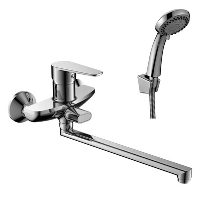 фото DR69043 Смеситель DECOROOM одноручный универсальный, с поворотным изливом 300 мм, хром