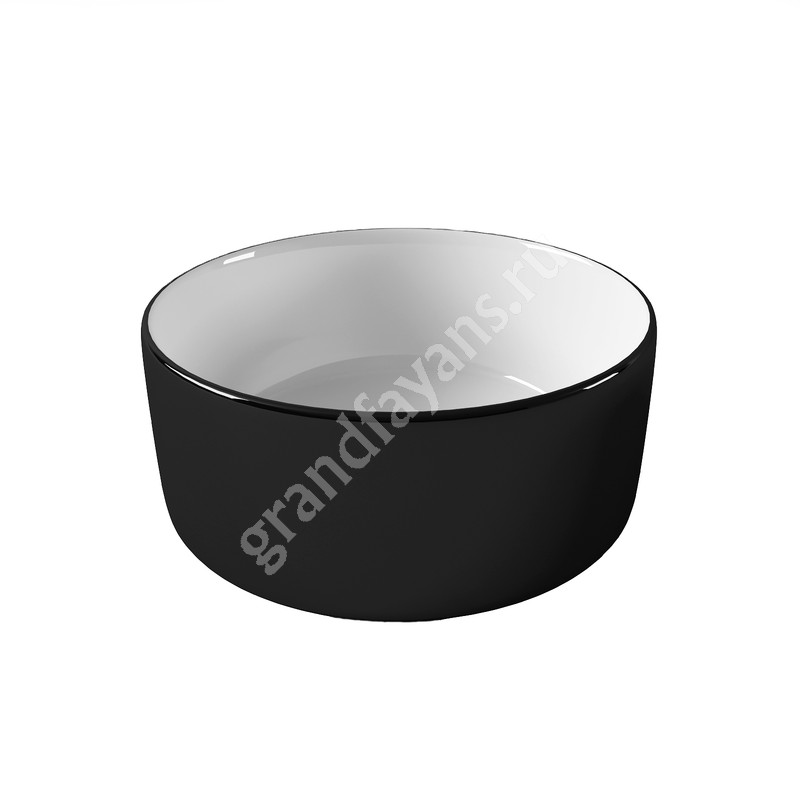 EvaGold — Умывальник накладной A091WBG черный/белый глянец круглый без перелива (410*410*165 мм) фото 4