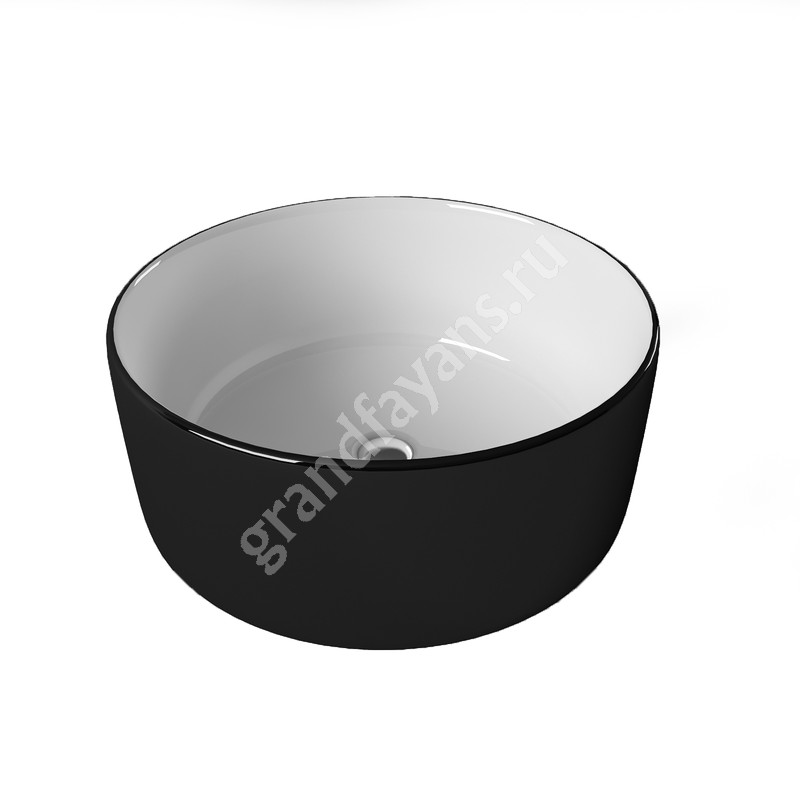 EvaGold — Умывальник накладной A091WBG черный/белый глянец круглый без перелива (410*410*165 мм) фото 0