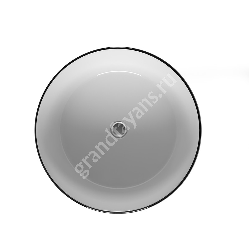 EvaGold — Умывальник накладной A091WBG черный/белый глянец круглый без перелива (410*410*165 мм) фото 5
