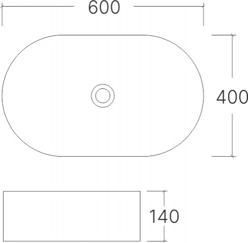 EvaGold — Умывальник накладной A257 овальный без перелива (600*400*140 мм) фото 1