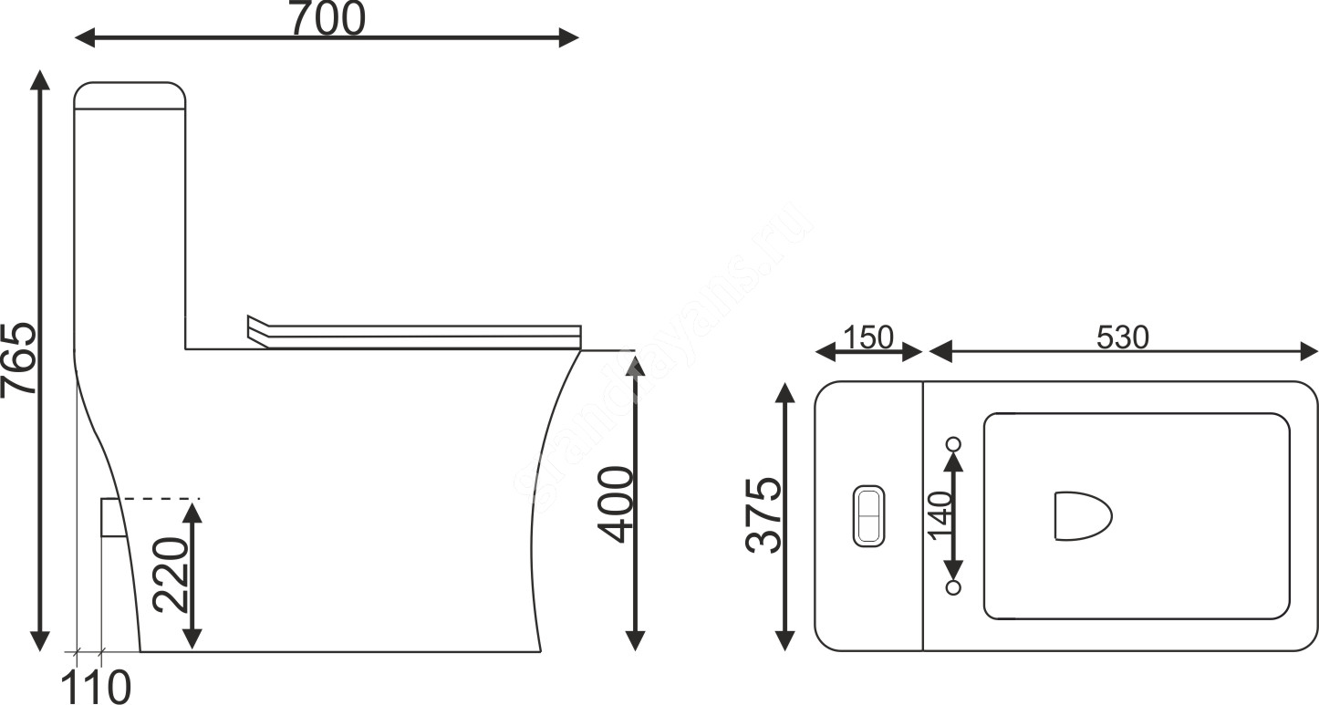EvaGold — Унитаз-моноблок SM9615 безободковый, сиденье тонкое ДП, арматура (с гофрой и подводкой) фото 7