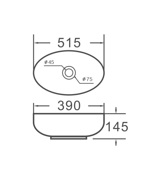 EvaGold — Умывальник накладной A433CDGRM серый матовый овальный без перелива (515*390*145 мм) фото 4