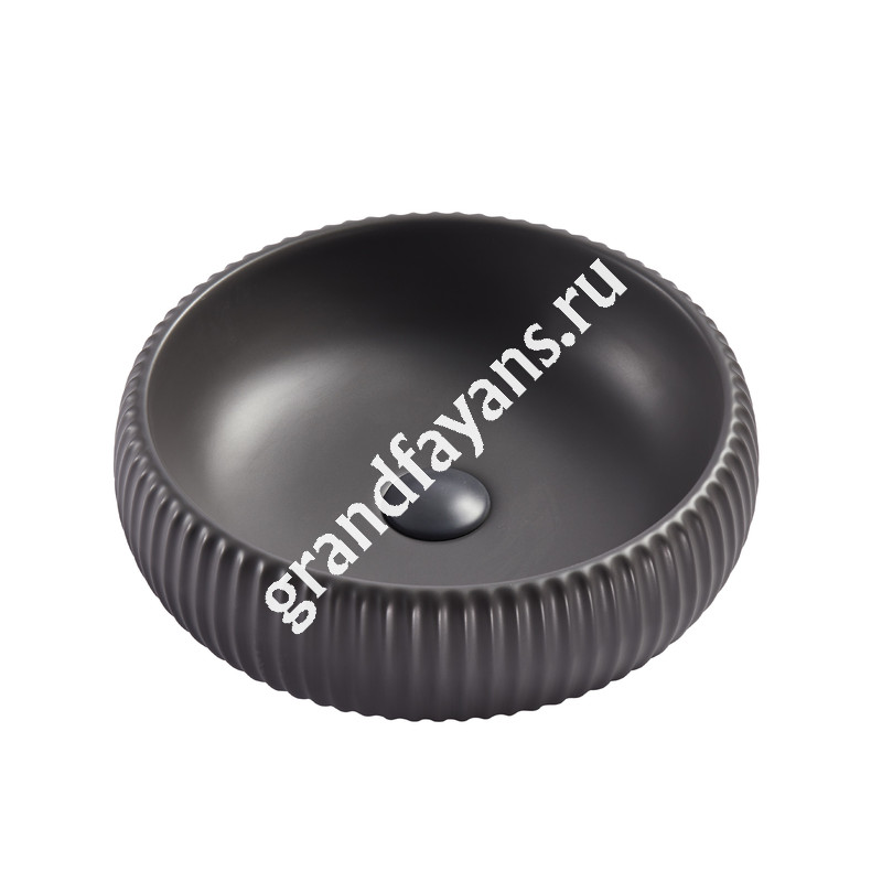 EvaGold — Умывальник накладной A544CDGRM серый матовый круглый без перелива (420*420*125 мм) фото 0