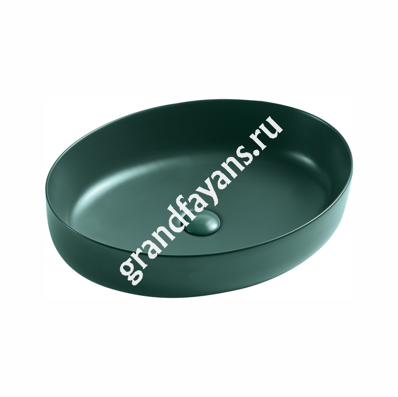 EvaGold — Умывальник накладной A606CDGM зеленый матовый овальный без перелива (545*410*140 мм) фото 0