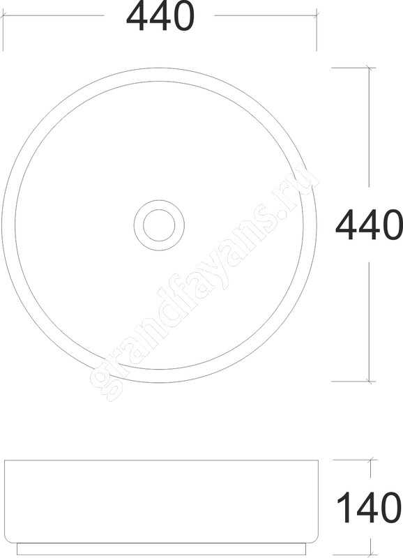 EvaGold — Умывальник накладной A607CDGM зеленый матовый круглый без перелива (440*440*140 мм) фото 4