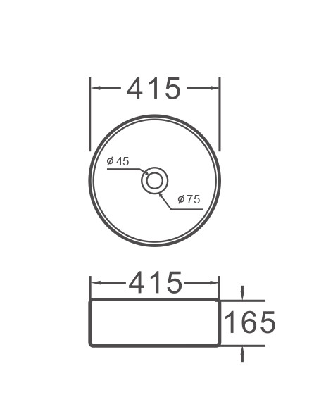 EvaGold — Умывальник накладной A028 круглый с переливом (415*415*165 мм) фото 1