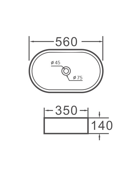 EvaGold — Умывальник накладной A110 овальный без перелива (560*350*140мм) фото 1