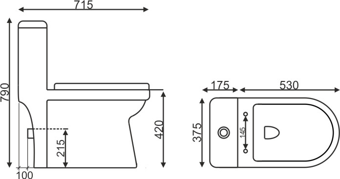 EvaGold — Унитаз-моноблок 705B NEW с биде, сиденье тонкое ДП, арматура (с гофрой и подводкой) фото 1