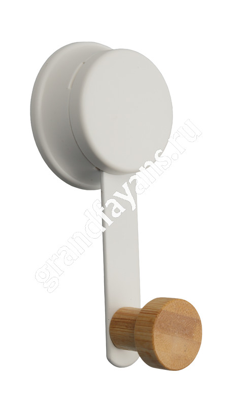 АкваЛиния — крючок одинарный белый, металл/бамбук на присоске W7837-1 фото 0