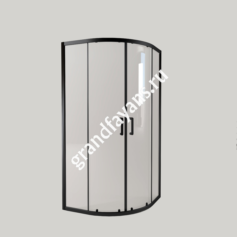 EvaGold — EG4B Душевое ограждение полукруг EvaGold 100х100,профиль черный матовый,прозрачное стекло фото 3