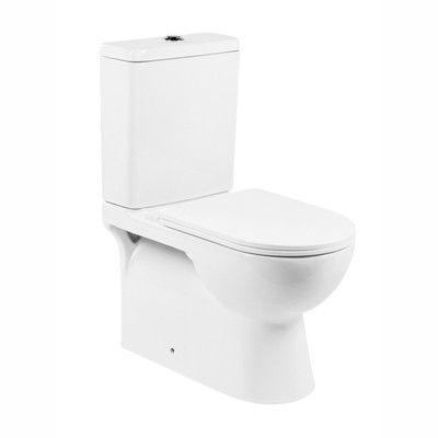 фото A8060 Унитаз-компакт, безободковый, сиденье тонкое ДП, удлин. патрубок, крепления, арматура, гориз. выпуск