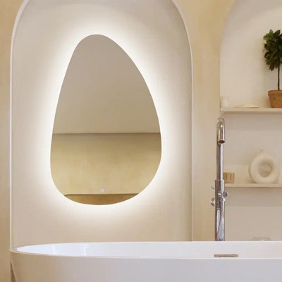 фото Зеркало Topaz 60х95 light криволинейное с LED подсветкой (2 варианта навеса)