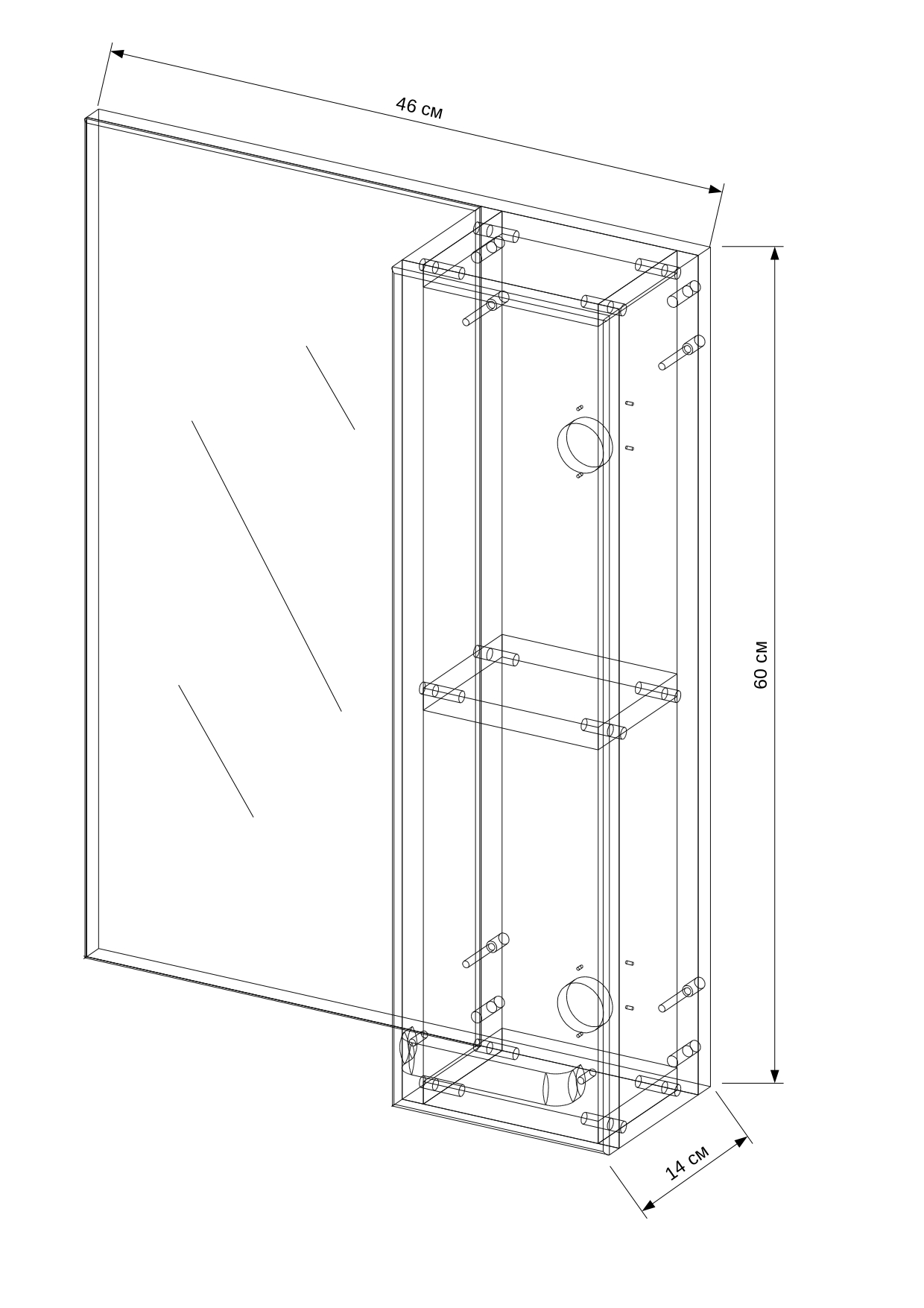 50 Зеркало-шкаф "Slim №4" EvaGold