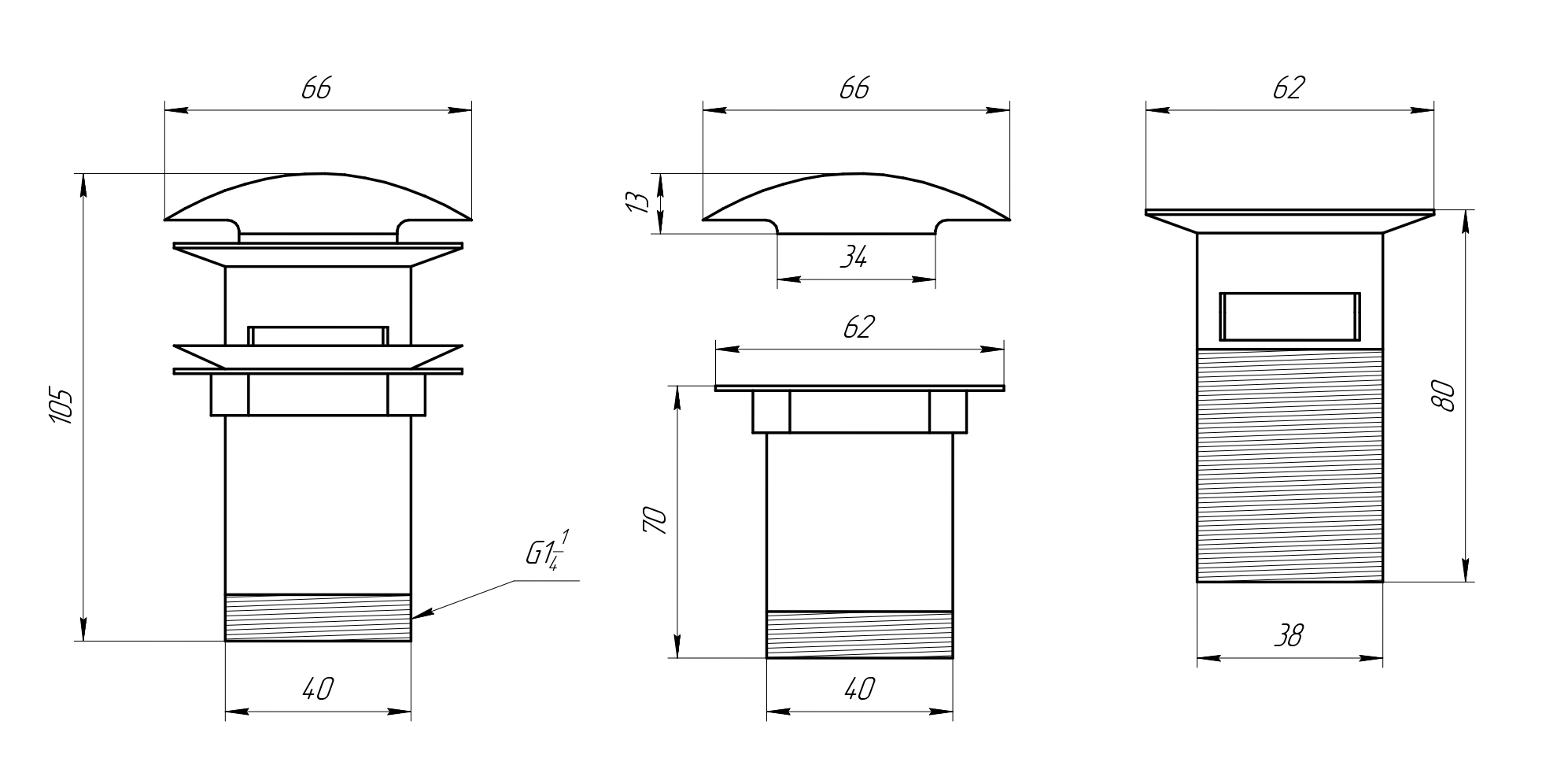 EG1-P донный клапан c переливом хром