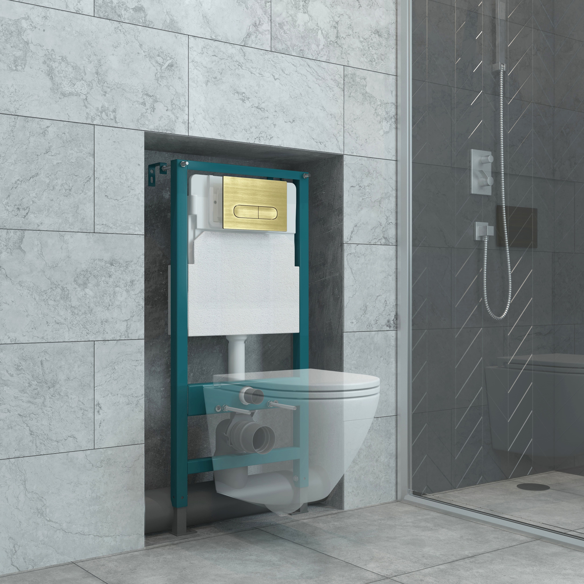 Кнопка смыва EvaGold 04, пластик овал золото для инсталляции EvaGold 400 и EvaGold 500