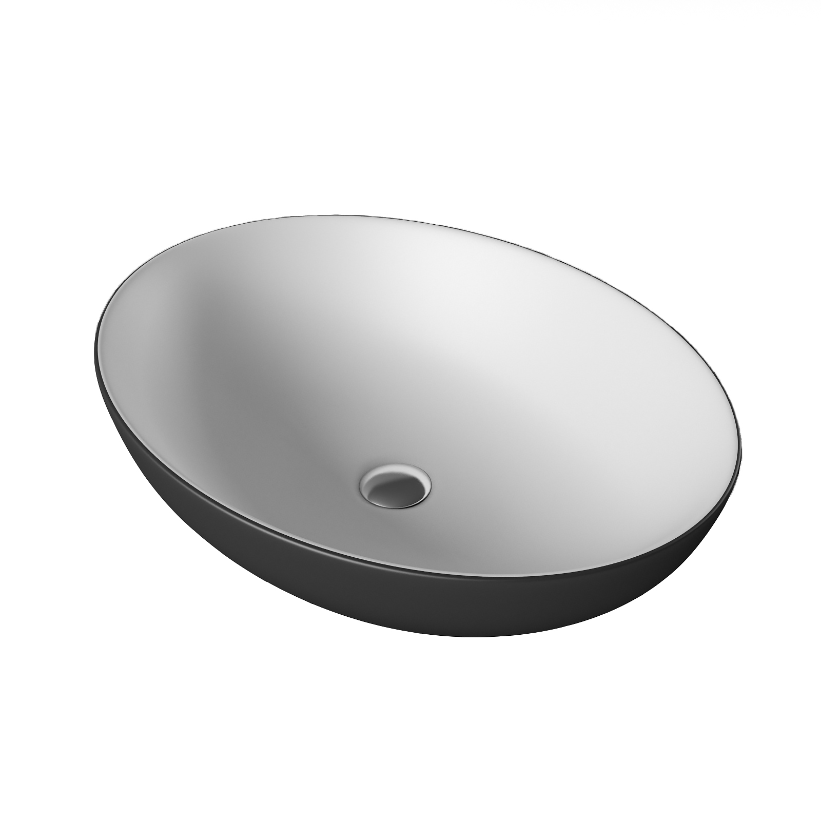 Умывальник накладной A433WGM серый матов+белый матов овальный без перелива (515*390*145 мм)