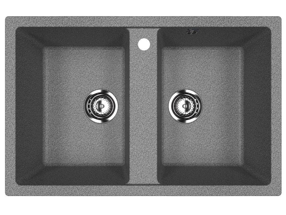 Мойка композит.Ulgran U-608 ПРЯМОУГОЛЬНАЯ двойная 309 темно-серый 770*500*210  с сифоном