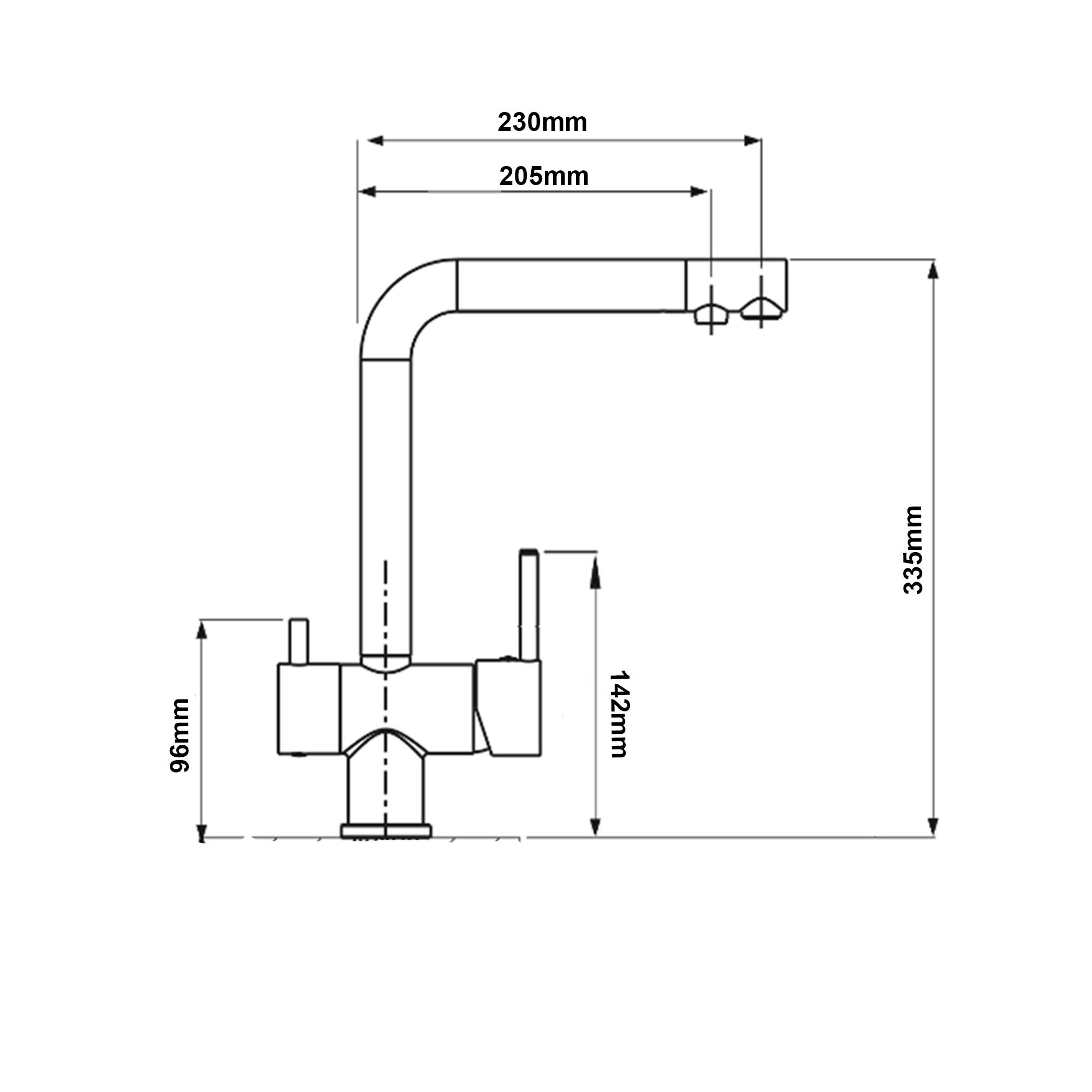 FK041B Смеситель для кухни латунь, черный со встроенным фильтром (краном) под питьевую воду EvaGold