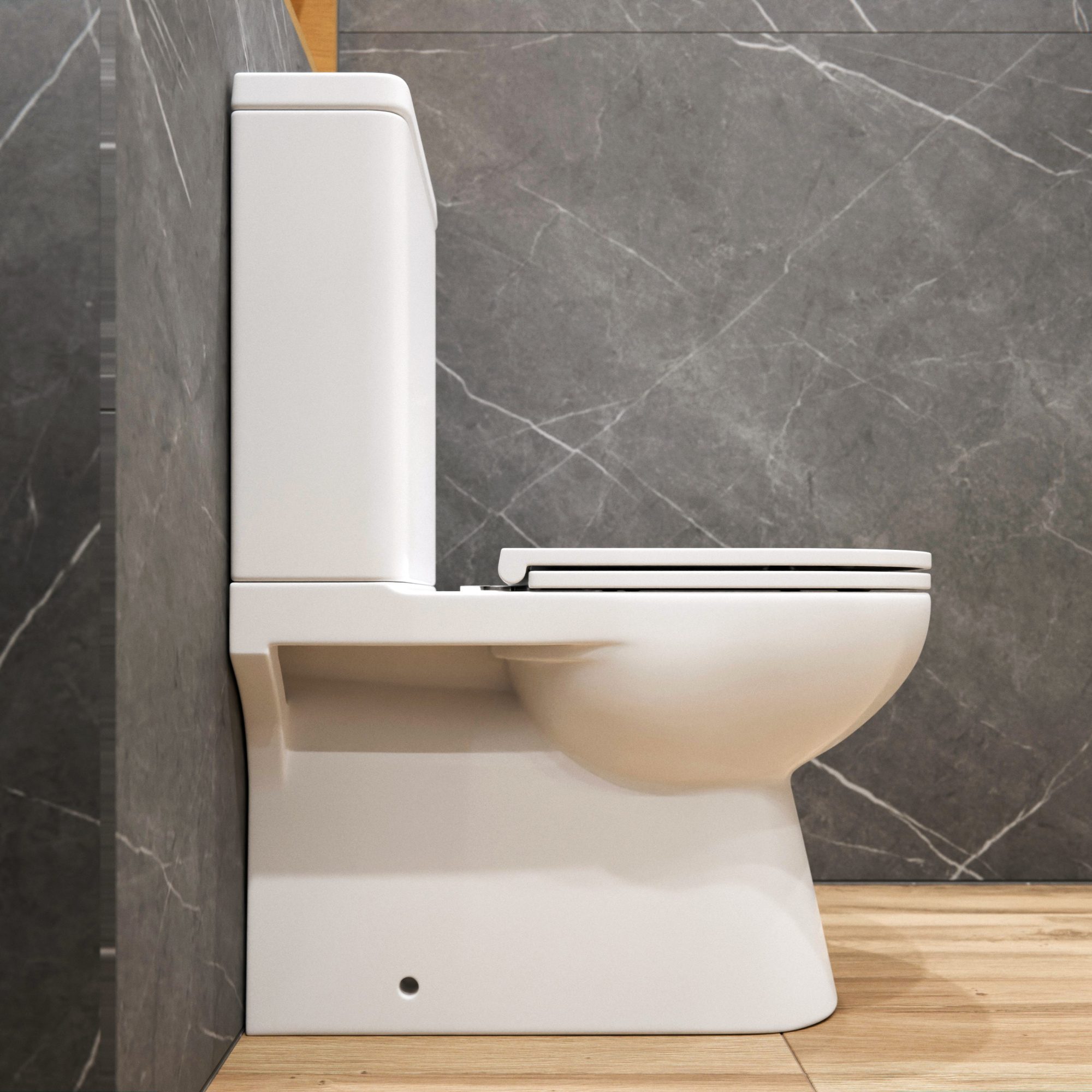 A8060 Унитаз-компакт, безободковый, сиденье тонкое ДП, удлин. патрубок, крепления, арматура, гориз. выпуск