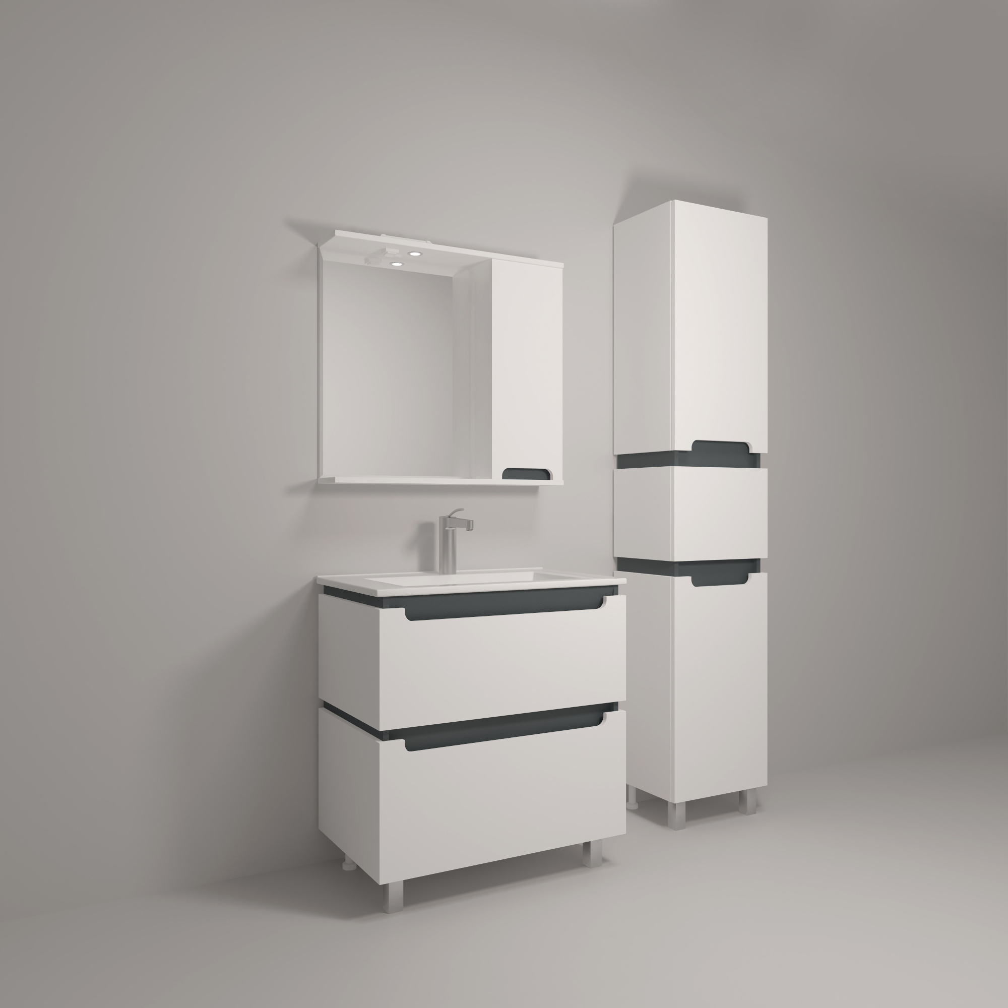 75 Тумба "Vesta 75" №4 (ум. Оскар 750) белый/графит Pur-клей