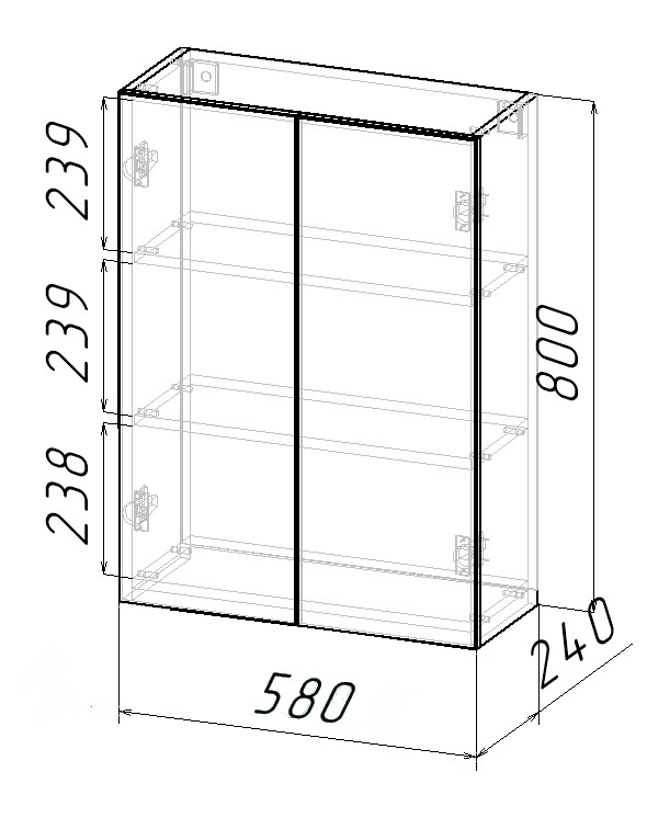 60 Шкаф навесной 60 белый глянец