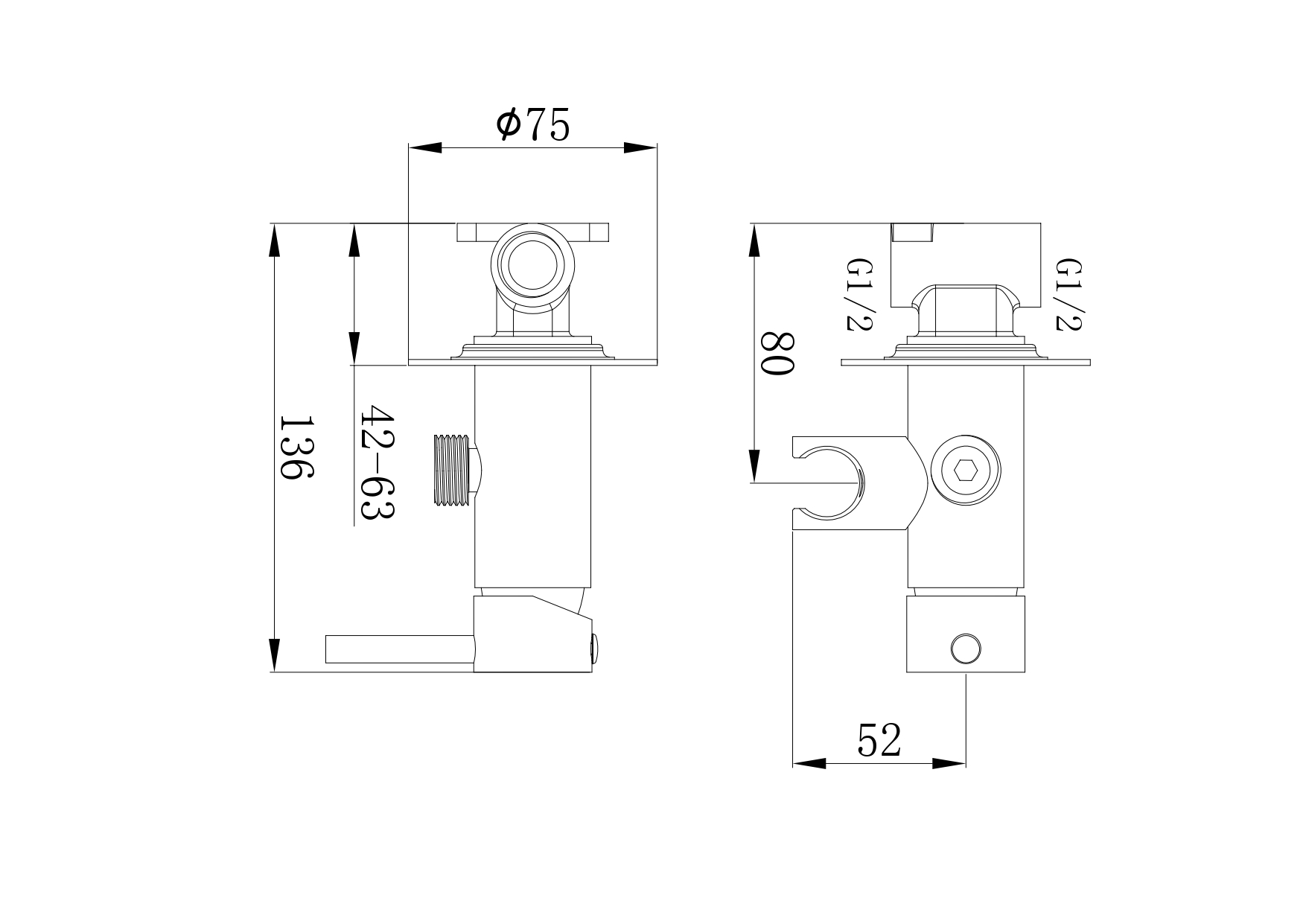 Midnight FH01B-PVD Смеситель с гигиеническим душем латунь, черный EvaGold