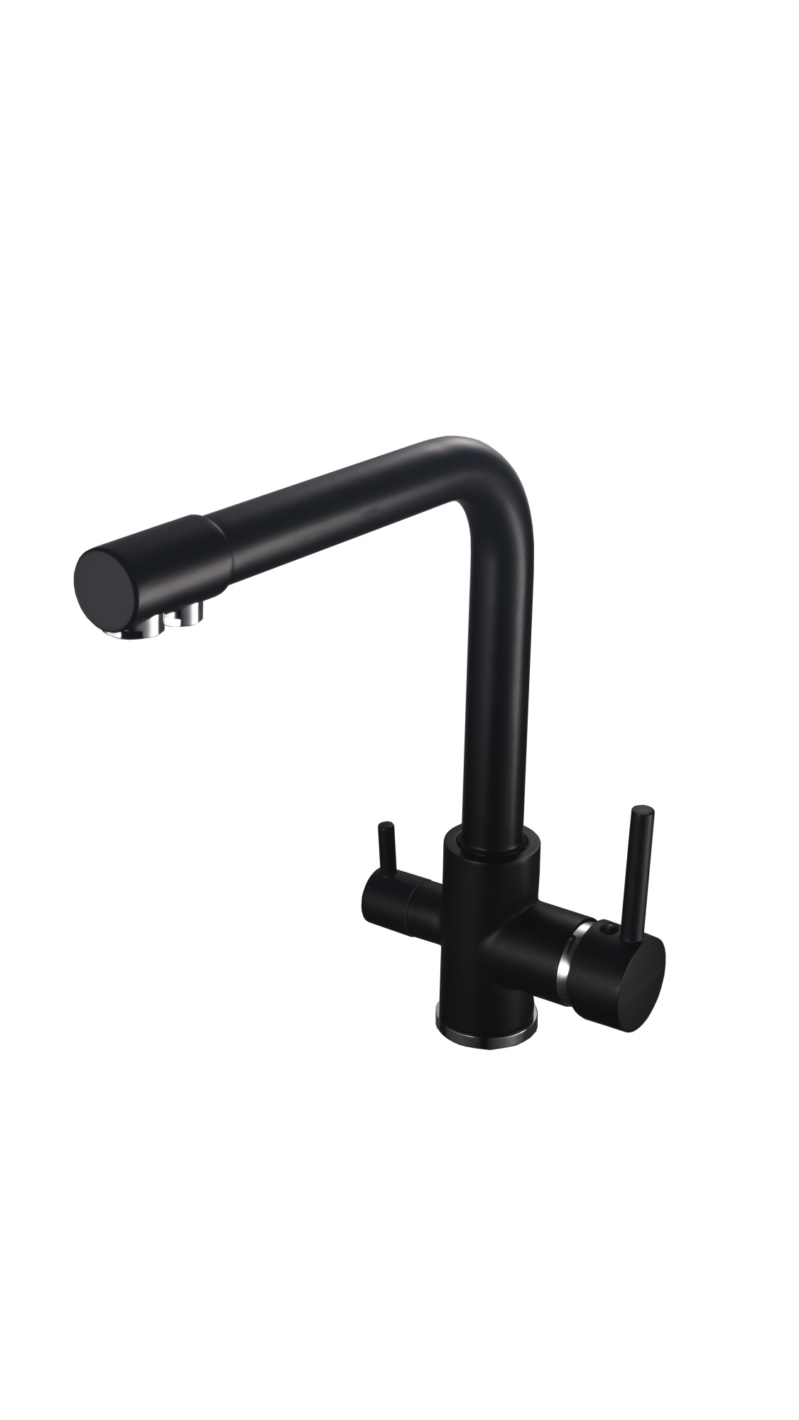 FK041B Смеситель для кухни латунь, черный со встроенным фильтром (краном) под питьевую воду EvaGold