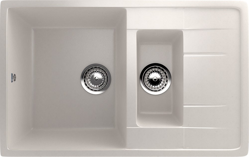 Мойка композит.Ulgran U-205 ПРЯМОУГОЛЬНАЯ 1,5-чаша 331 белый 770*500*215  с сифоном