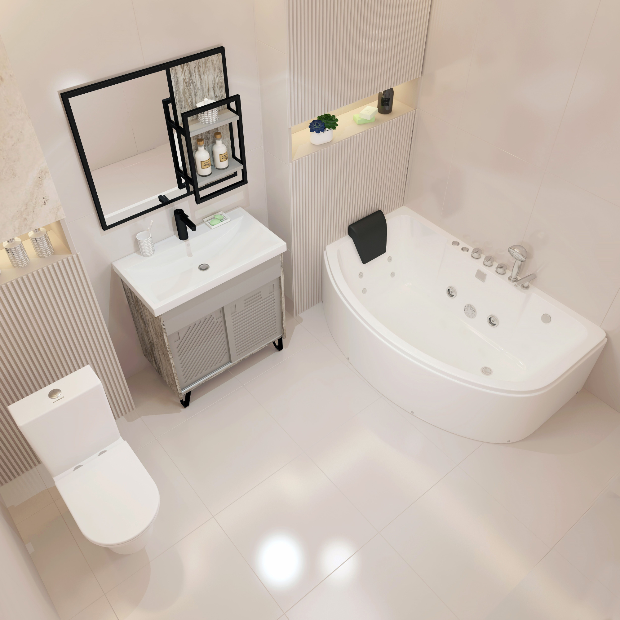 Ванна ГМ 1600*1000*600 с насосом OLB-842L с переливом