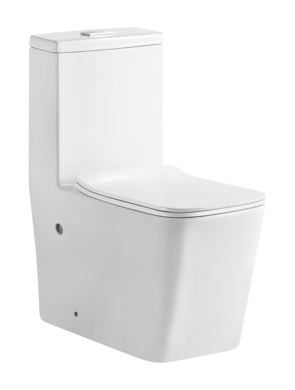 Унитаз-моноблок T1089 безободковый круговой смыв, сиденье тонкое ДП, арматура (с гофрой и подводкой)