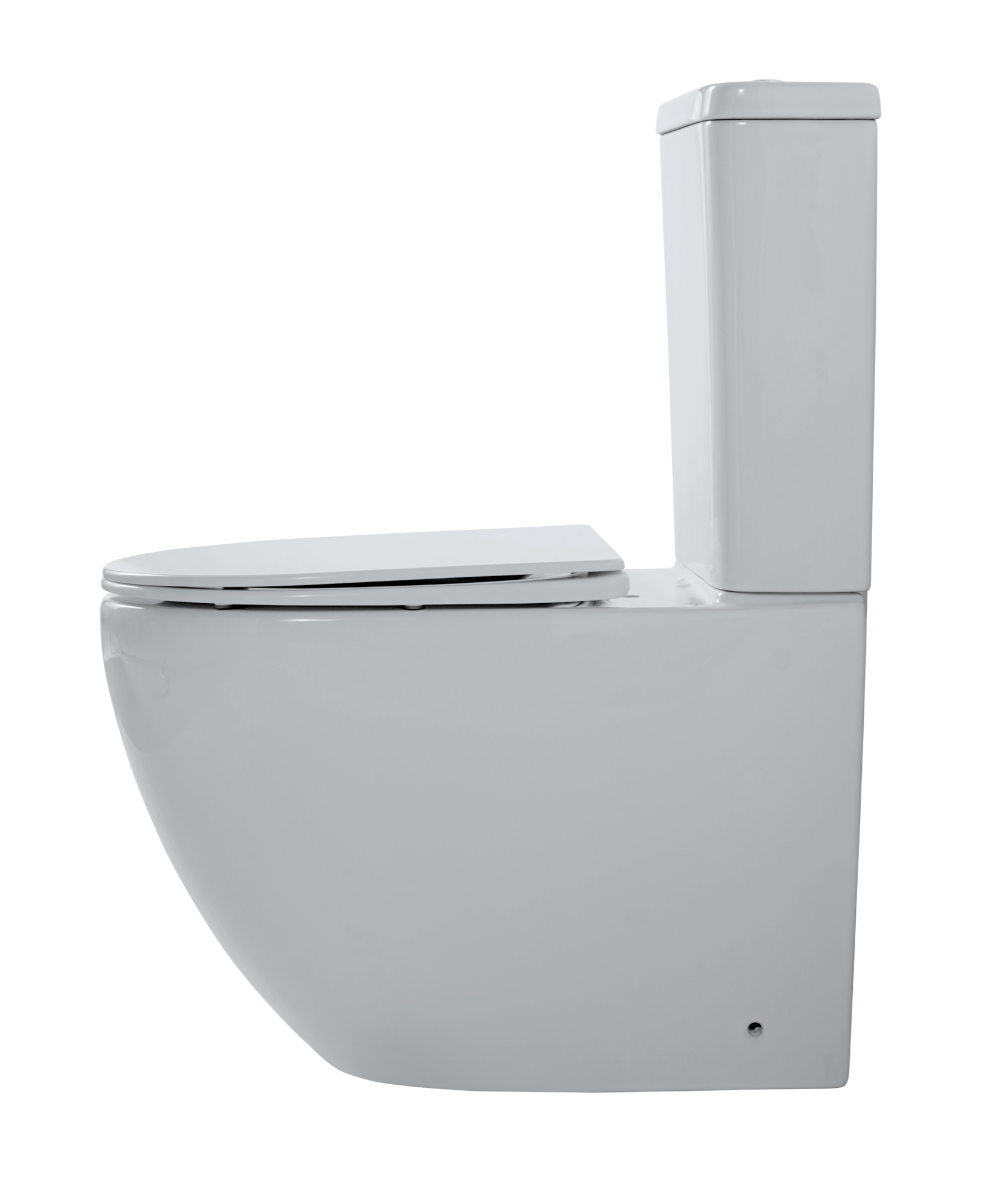 Унитаз-компакт EG311T безободковый круговой смыв, сиденье тонкое ДП, крепления, арматура, горизонтальный выпуск