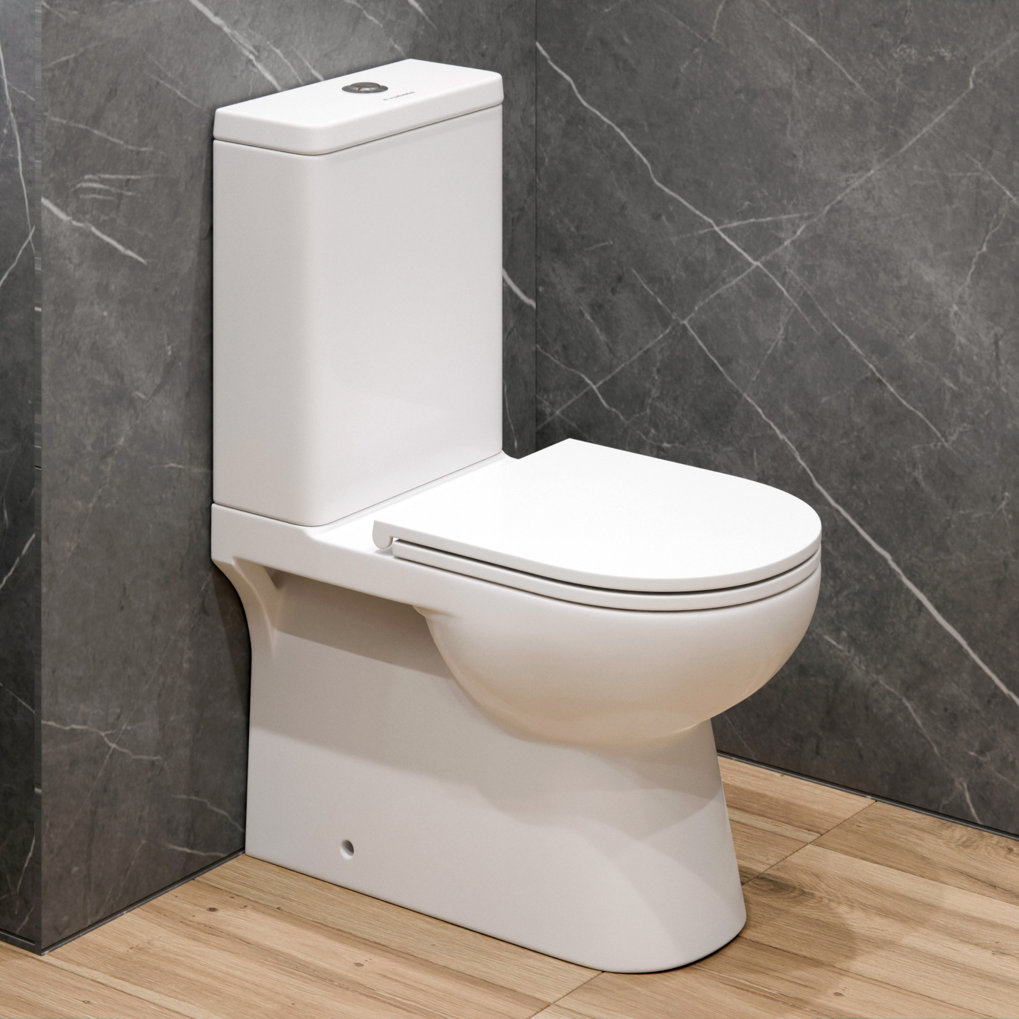 A8060 Унитаз-компакт, безободковый, сиденье тонкое ДП, удлин. патрубок, крепления, арматура, гориз. выпуск