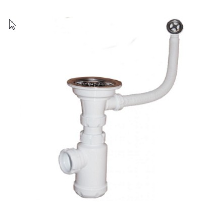 Сифон Ани Грот ОДИНАРНЫЙ 3 1/2" с переливом и отводами(GF-ECO) арт.А