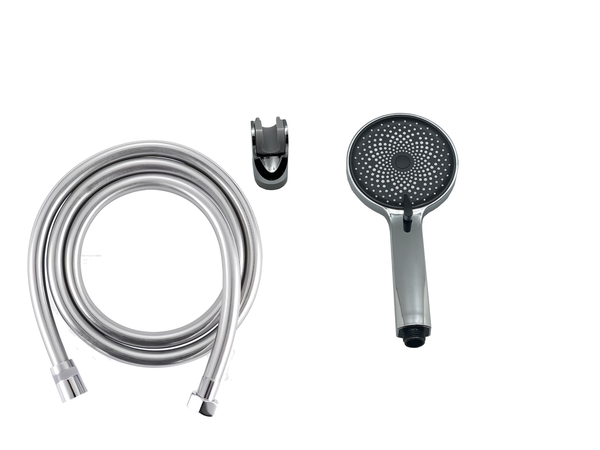 PSH01C Лейка для душа в наборе с держателем и ПВХ-шлангом, хром EvaGold