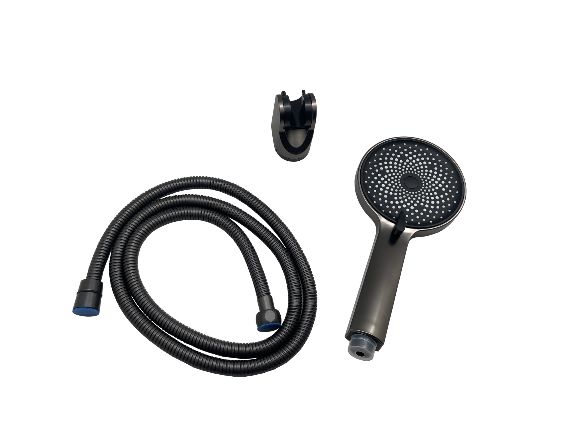 SH01G Лейка для душа в наборе с держателем и шлангом, оружейная сталь EvaGold