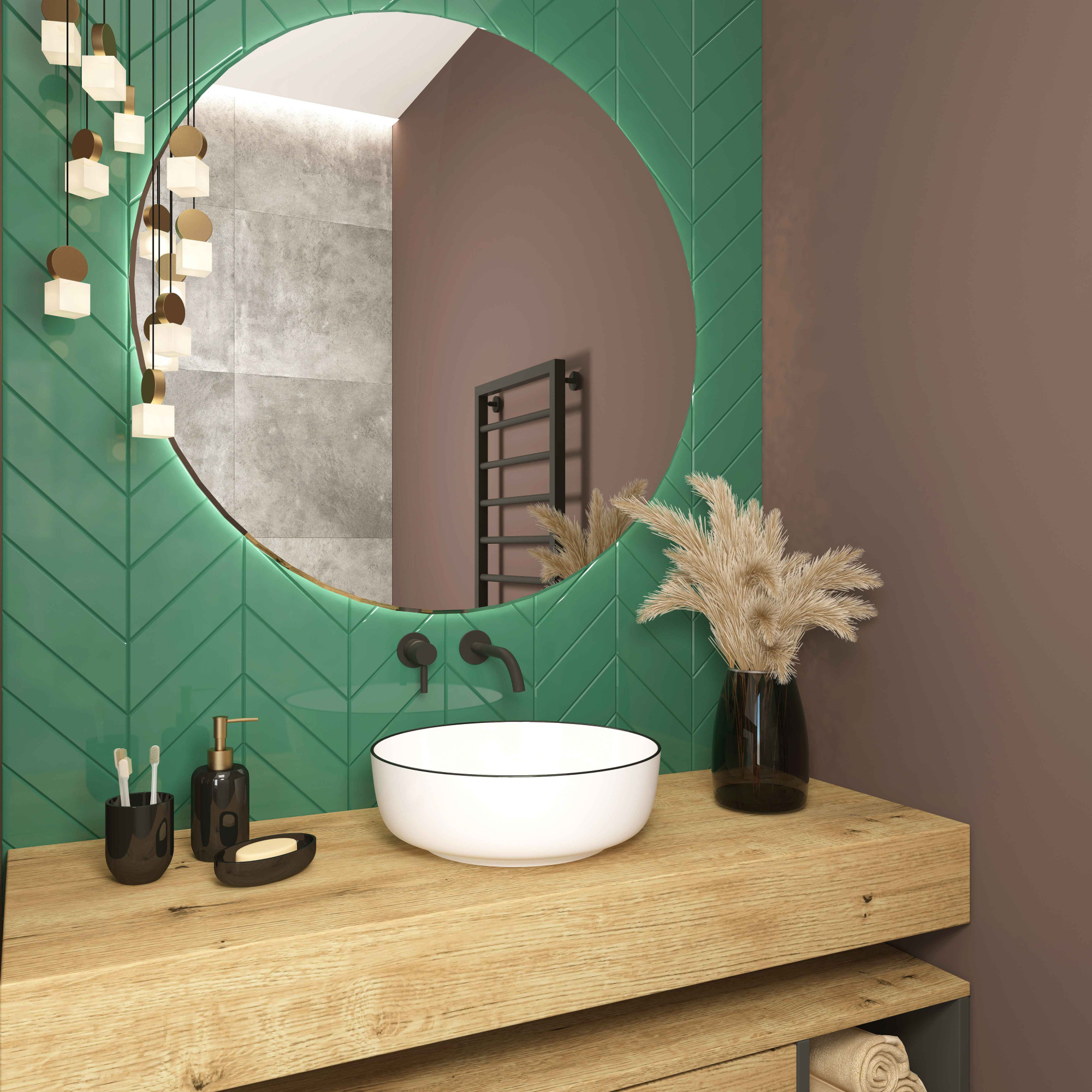 Умывальник накладной A428CBLG круглый без перелива (415*415*135 мм)