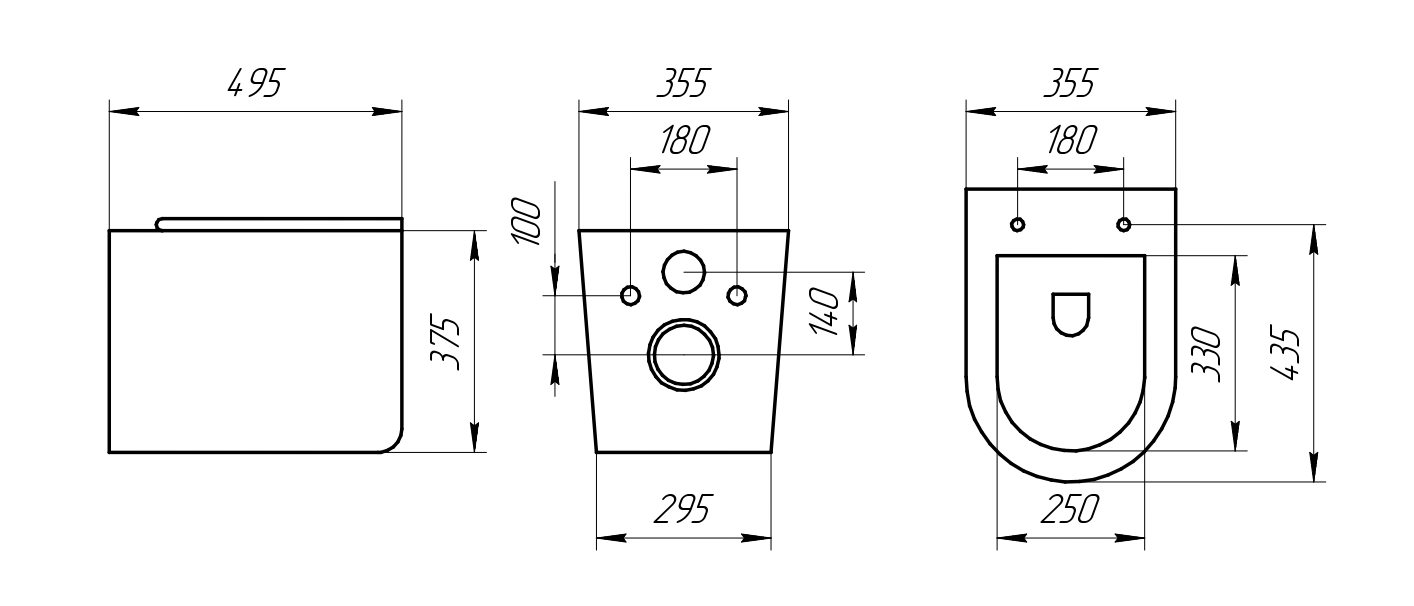 Унитаз подвесной K404 безободковый, сиденье тонкое ДП, крепления