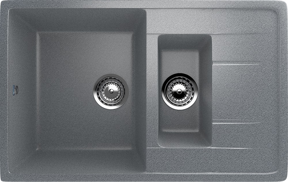 Мойка композит.Ulgran U-205 ПРЯМОУГОЛЬНАЯ 1,5-чаша 309 темно-серый 770*500*215  с сифоном