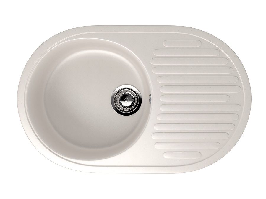 Мойка композит.Ulgran U-107 ОВАЛЬНАЯ 331 белый 730*460*200  с сифоном