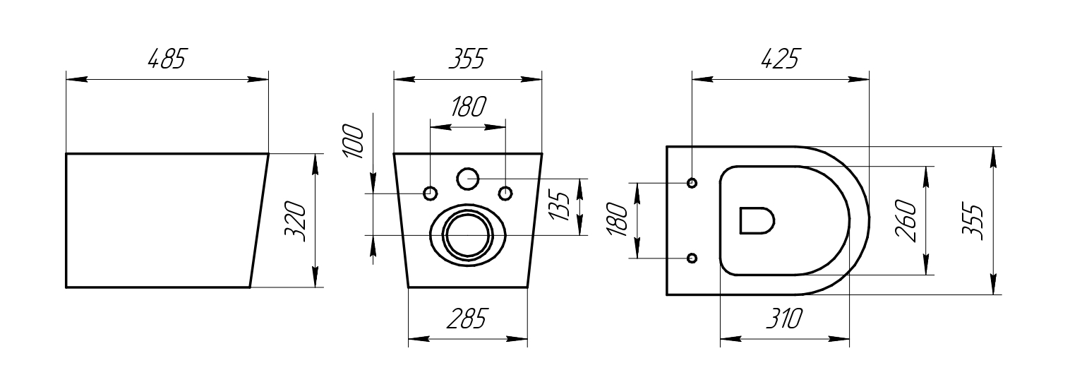 Унитаз подвесной K703 безободковый, сиденье тонкое ДП, крепления