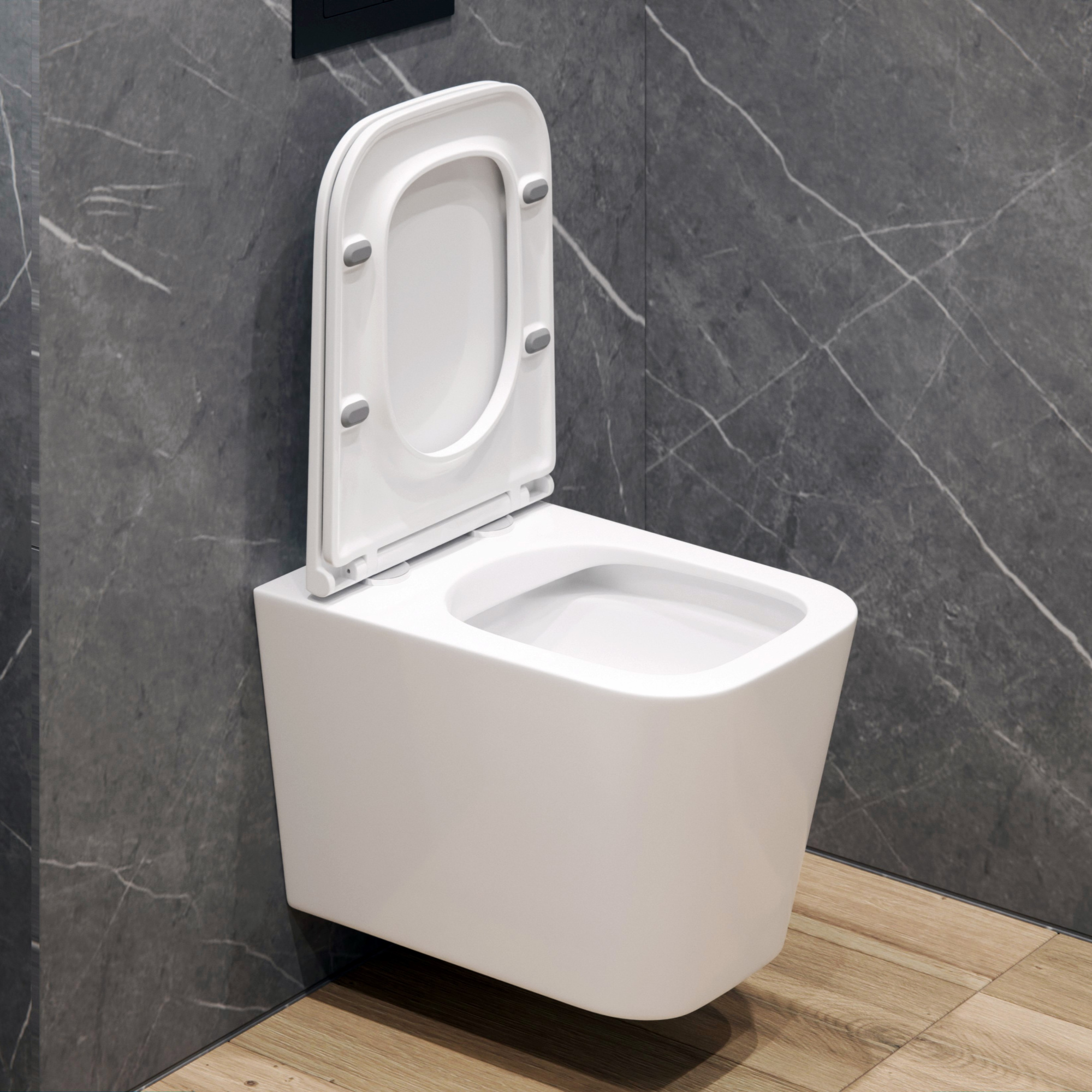 Унитаз подвесной K404 безободковый, сиденье тонкое ДП, крепления