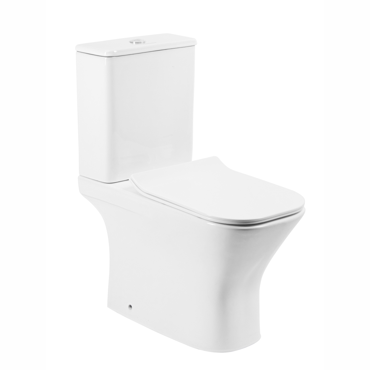 Унитаз-компакт EG307T безободковый круговой смыв, сиденье тонкое ДП, крепления, арматура, горизонтальный выпуск (T2335)