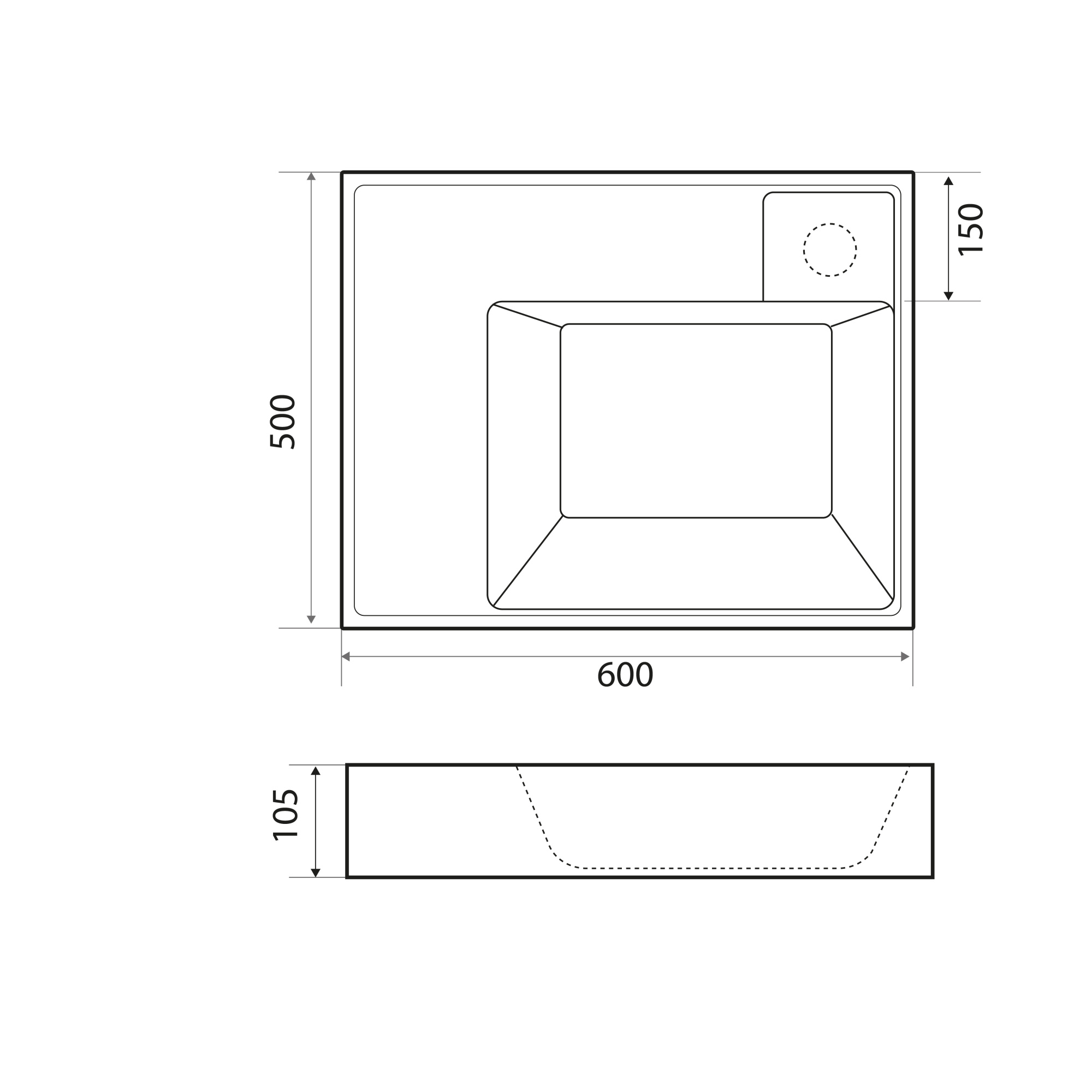 Раковина Vega 50  на стир. машину узкая 600*500*100 (кронштейн, крепление для умывальника)