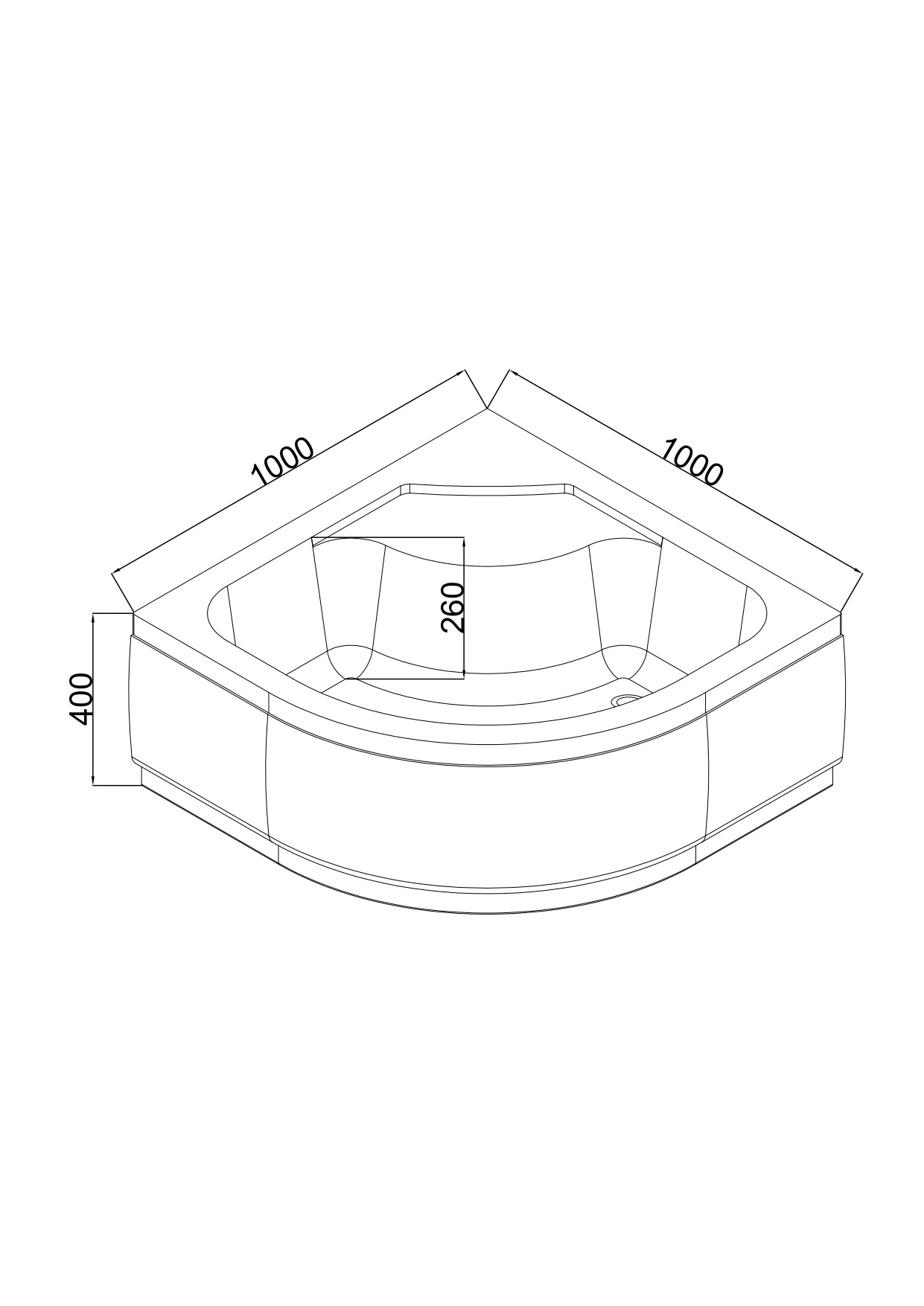 EG230017 Поддон акриловый 100х100х40 полукруглый (с сифоном)